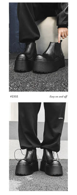 Increase Chelsea Men's Streetwear Fashion Thick Soled Platform Leather Casual Shoes Luxury Designer Boots Shoe for Men