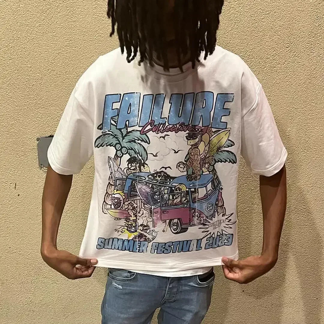 Glitchcore Design – American Letter Print Graphic T Shirts Vintage New – Edgy Streetwear for All Genders