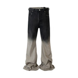 streetwear ro style gradient color baggy stacked baggy flare jeans for men and women straight washed casual denim trousers vintage washed jeans