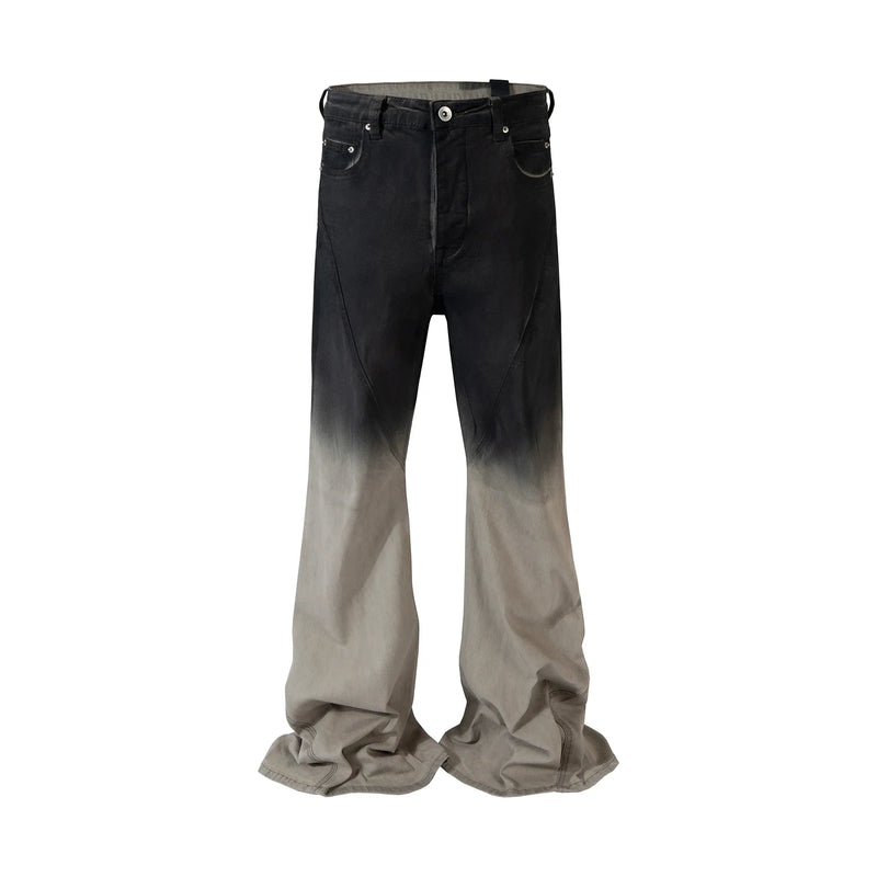 streetwear ro style gradient color baggy stacked baggy flare jeans for men and women straight washed casual denim trousers vintage washed jeans