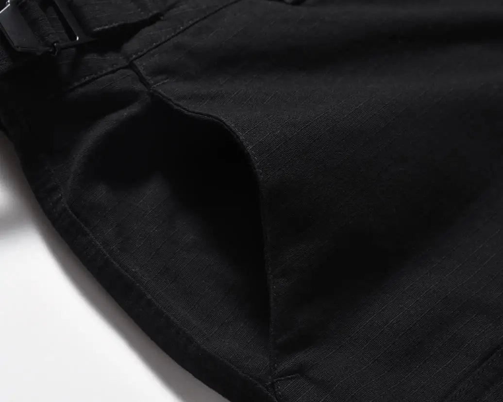 american streetwear zipper cargo straight trousers two different wearing washed detachable multi pocket mens balck tactical pant unique cargo style 1839