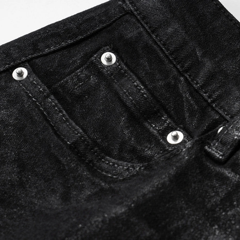 hi street flared jeans men broken patchwork denim pants streetwear harajuku luxury designer black jeans trousers male denim street jeans