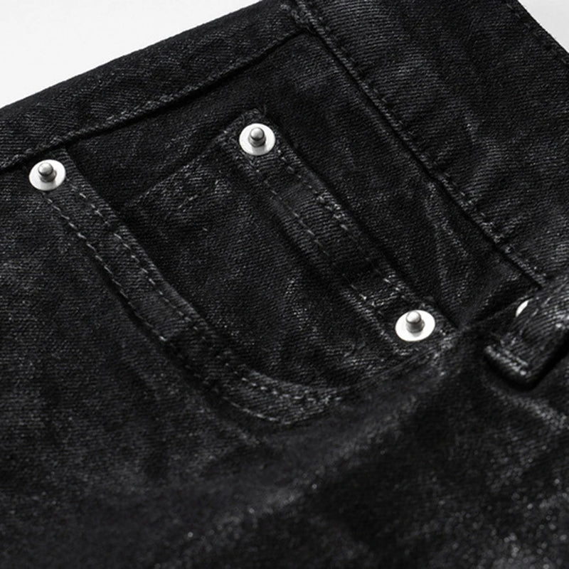 hi street flared jeans men broken patchwork denim pants streetwear harajuku luxury designer black jeans trousers male denim street jeans