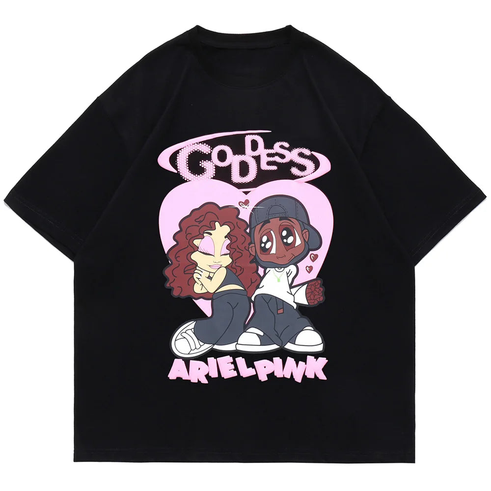 Harajuku Crying angel – Aolamegs Hip Hop T Shirt Men Cartoon Couple Print Streetwear