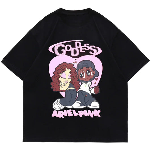 Harajuku Crying angel – Aolamegs Hip Hop T Shirt Men Cartoon Couple Print Streetwear