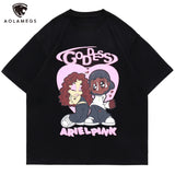 Harajuku Crying angel – Aolamegs Hip Hop T Shirt Men Cartoon Couple Print Streetwear