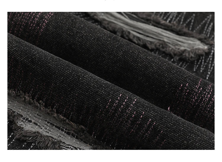 harajuku irregular scratched ripped holes denim jeans men zipper jeans hip hop streetwear new casual straight joggers jean pants unique joggers style 3961