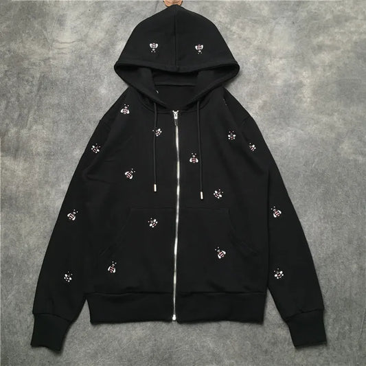 New Luxury Men Novelty Embroidery Bee Hoodies Hoody Hooded Sweatshirts