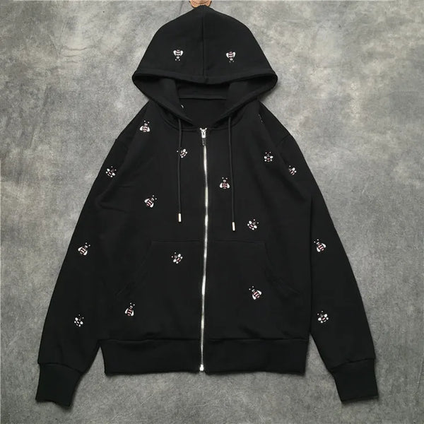 New Luxury Men Novelty Embroidery Bee Hoodies Hoody Hooded Sweatshirts
