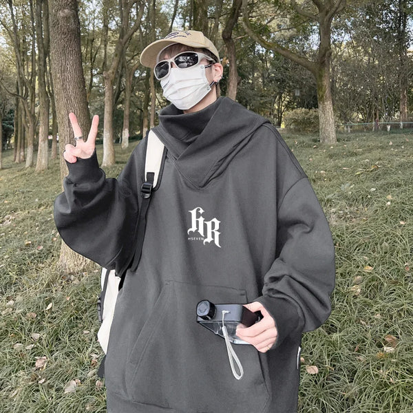 Autumn Ninja Neck Streetwear Hoodies Men Fleece Goth Letter Hip Hop Ho