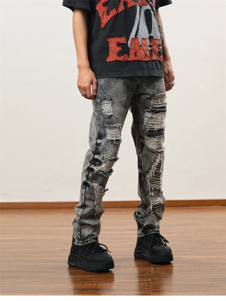 destroy distressed ripped denim jean pants new fashion biker jeans streetwear slim pants jogger y2k mens jeans skinny jeans men unique joggers style 2442