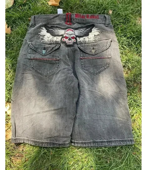 2024 new fashion comfortable versatile Gothic punk cross graphic print design casual denim short for men casual jorts shorts y2k