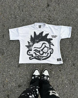 American High Street Fashion Cartoon Portrait Printed Oversized T-shirt Women Y2k Goth Harajuku Casual Versatile Short-sleeved