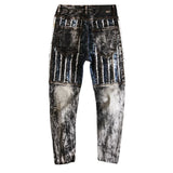 fashion distressed washed ripped destroied denim jean pants mens zipper skinny biker jeans hip hop streetwear slim pants joggers unique joggers style 1202
