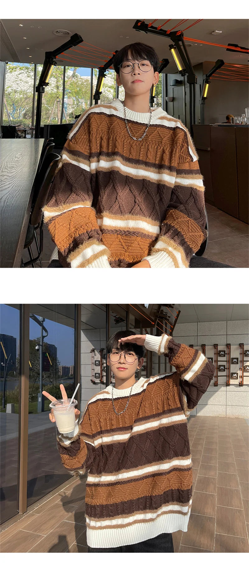 retro street knitwear, high-street look, trendy streetwear apparel for men and women