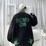 bold fire sweater, layered fit piece, aesthetic soft knit grunge sweater for cozy streetwear