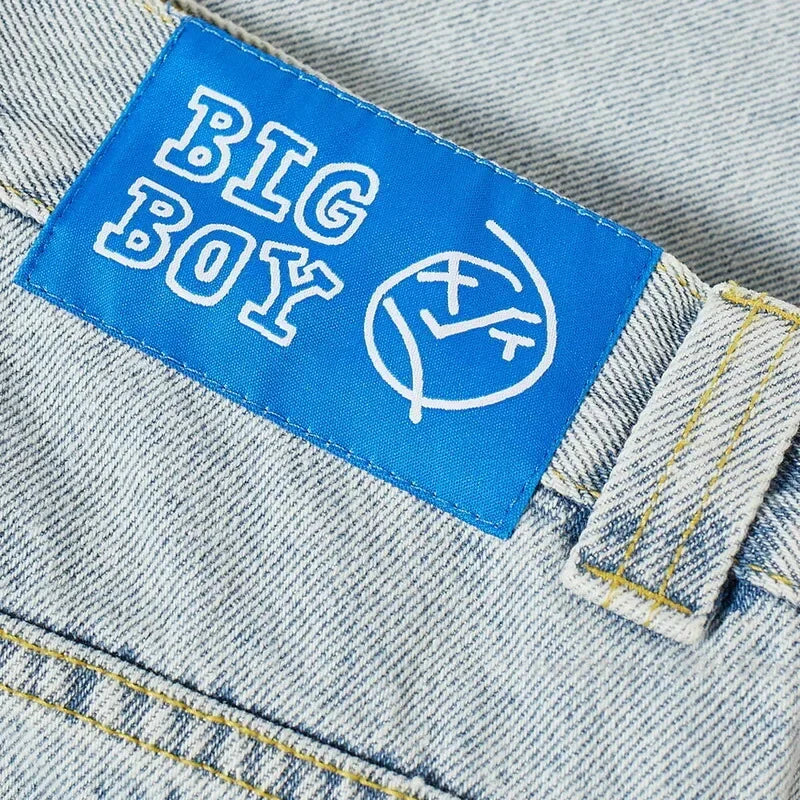 vintage big boy embroidery denim shorts hot sell men y2k basketball skate harajuku men streetwear baggy jeans men clothing unique jeans style 4837