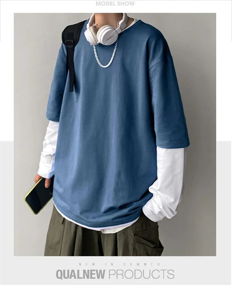 Sadcore Vintage print – Autumn Mens Casual Long Sleeve T Shirt Plus Size Sweatshirts