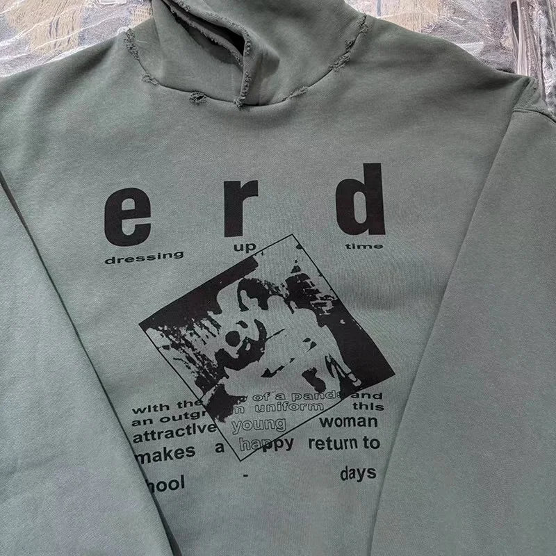 Cyber streetwear hoodie with digital pixel effects