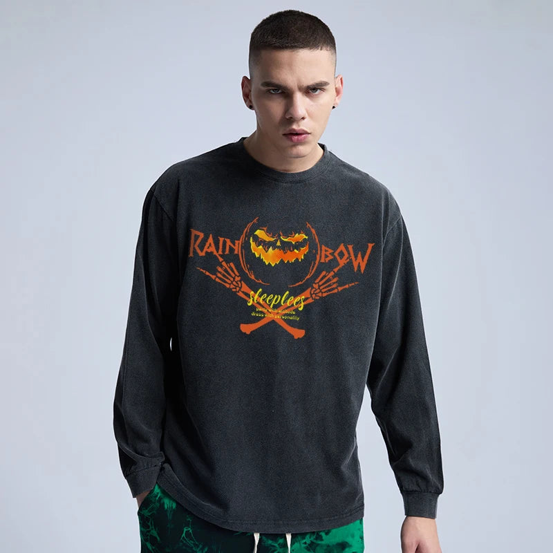 Trapwear Shirt – Rainbowtouches Washed Mens Long T Shirt Unisex Vintage Fashi – Modern Streetwear for Everyone