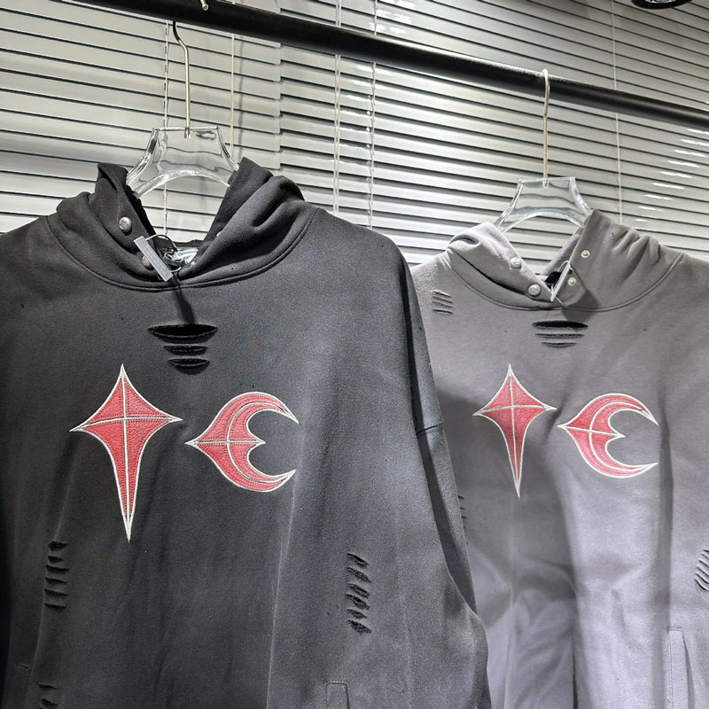 New Luxury 2023 Thug Club Washed Ripped Pullover Hoodies Hoody Hooded