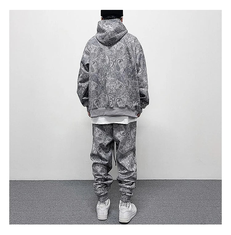 hip hop loose fit elastic waist pants fashion paisy ankle pants mens casual letter embroidery drewstring sportwear pants joggers unique joggers style 3521