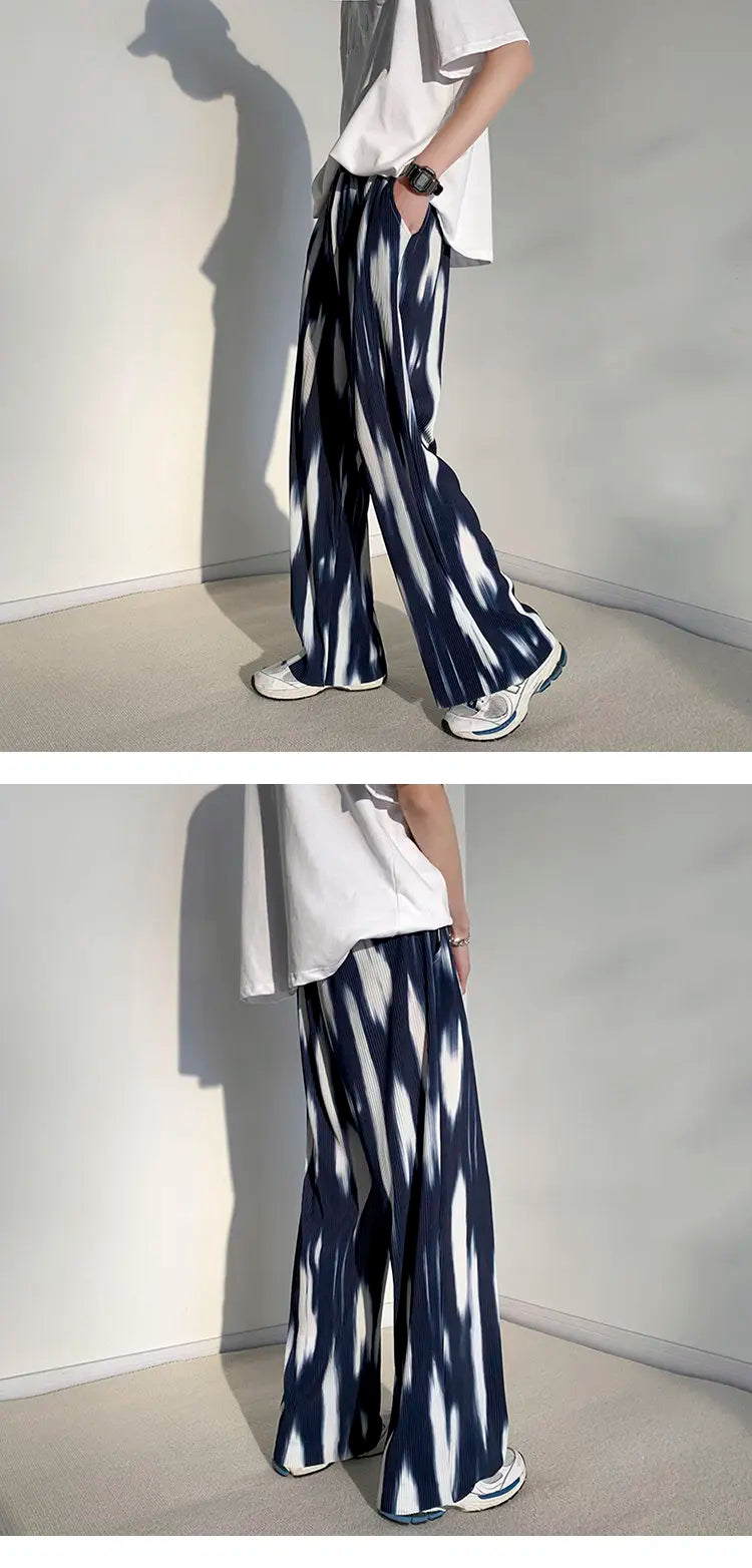 pleated pants mens fashion retro casual pants men japanese streetwear loose hip hop wide leg pants mens ice silk trousers m 3xl unique default style 3672