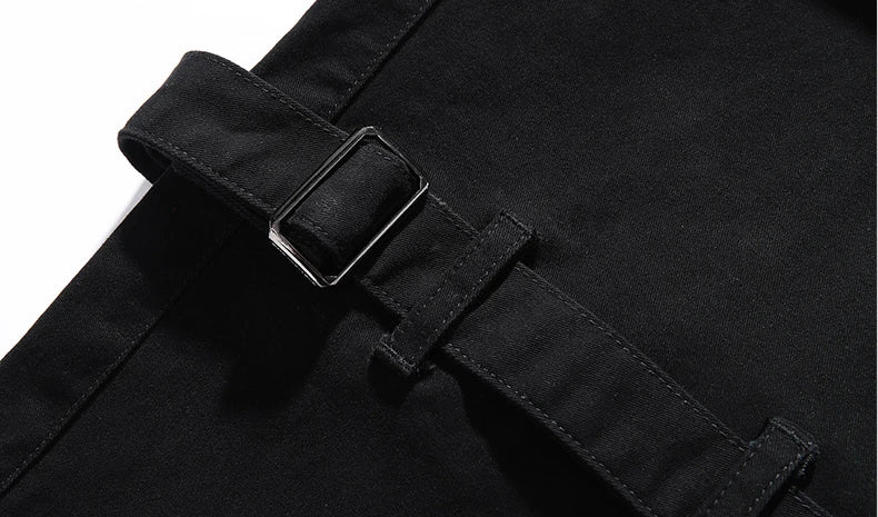 hip hop loose fit elastic waist cargo pants side big pocket ankle pants with belt mens drewstring military sweatpants joggers unique joggers style 4653