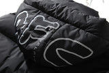 Men Hooded Down Jacket Winter Casual Letter Printed Parkas Streetwear Warm Black Zipper Jackets Harajuku Fashion Duck Down Coats