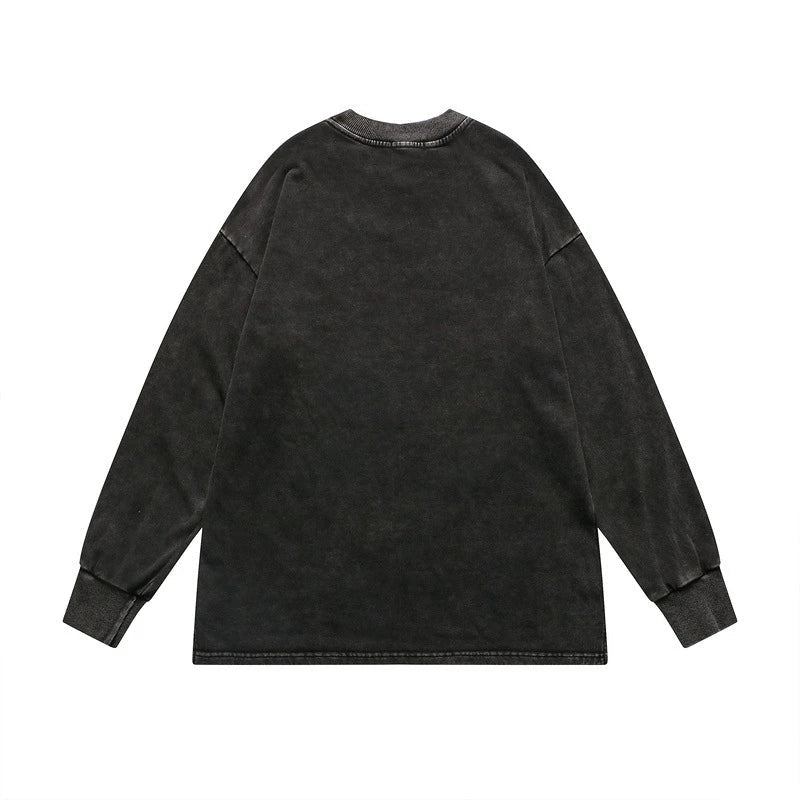 Gothic Streetwear – Rainbowtouches Men Lettered Printing Long Sleeve Top Rib Cre – Modern Streetwear for Everyone