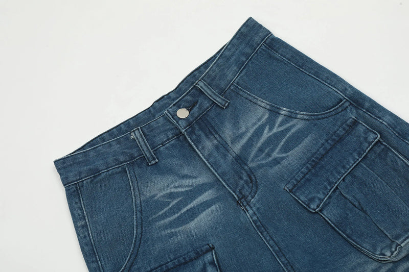 american retro buttons detachable design wide cargo jeans mens womens straight leg pants hip hop washed jeans overall 2023 unique cargo style 915