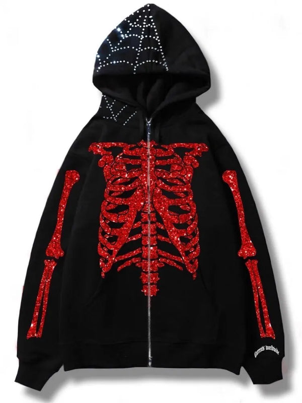 Y2K Diamond Jacket Fall Long Sleeve Hoodie Sweatshirt Womens Reflectiv