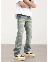 retro striped washed denim jeans flare pants unisex hip hop fashion streetwear harajuku loose straight y2k mens jeans joggers unique joggers style 4388