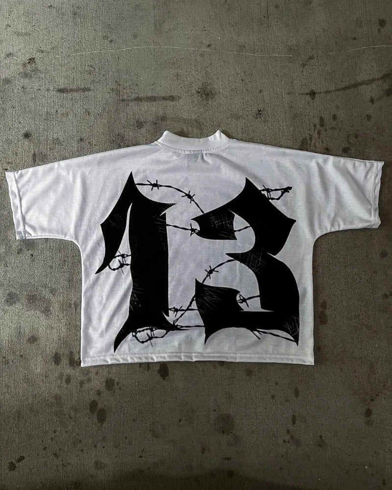 Y2k Aesthetic print tee – Y2K Summer American Street Dark Style Anime Cartoon Print Ov