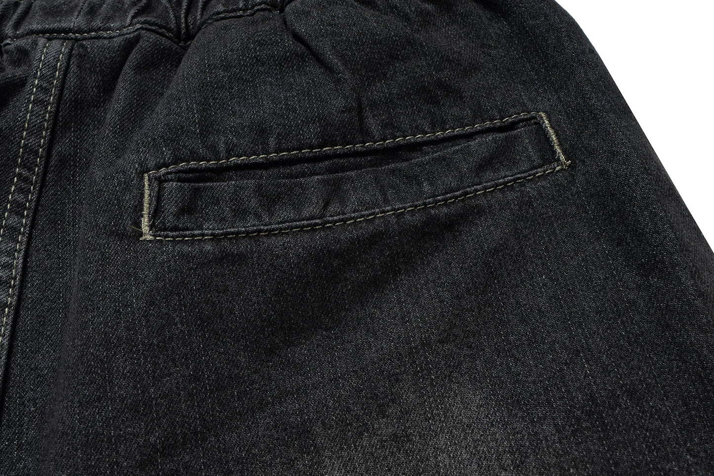 ro style ribbons streetwear multi pockets cargo short for men elastic waist wide leg baggy jeans knee length pants loose overall unique cargo style 4492