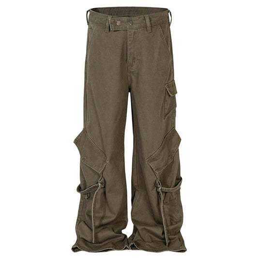 mens baggy jeans ribbon pockets loose cargo pants luxury designer man denim pants jeans trousers combat utility trousers