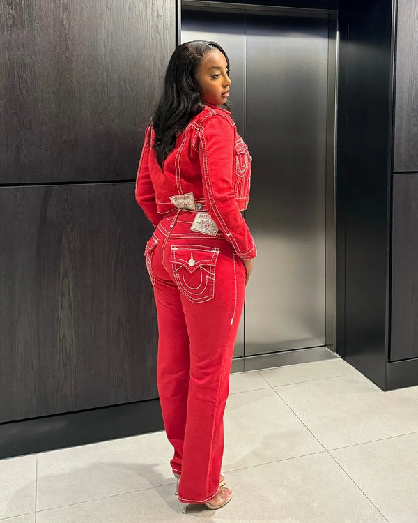 hip hop vintage red true faith embroidered jeans street gothic loose casual denim trousers couples baggy pants y2k clothes denim street jeans