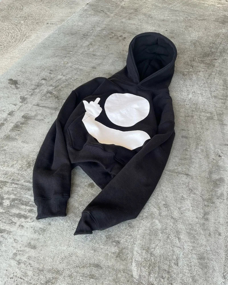 Street Fashion Cartoon Animation Printed Hoodie Men Y2K American Goth