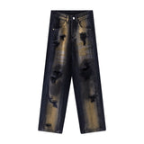2024 hip hop ripped jeans y2k american style destroyed hole baggy denim pants wash vintage retro jean hipster stacked flare jeans