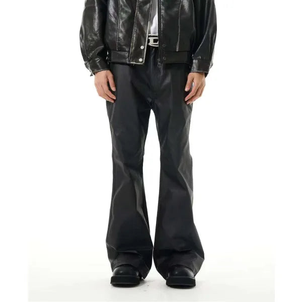 men japanese streetwear fashion vintage hip hop punk gothic cleanfit black coated flare pant man trousers relaxed fit trousers