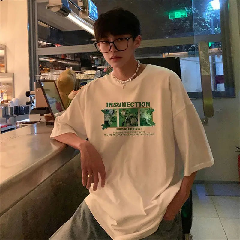 Sadcore Oversized shirt – Korean Style Street Letter Printed Short Sleeved T Shirt For