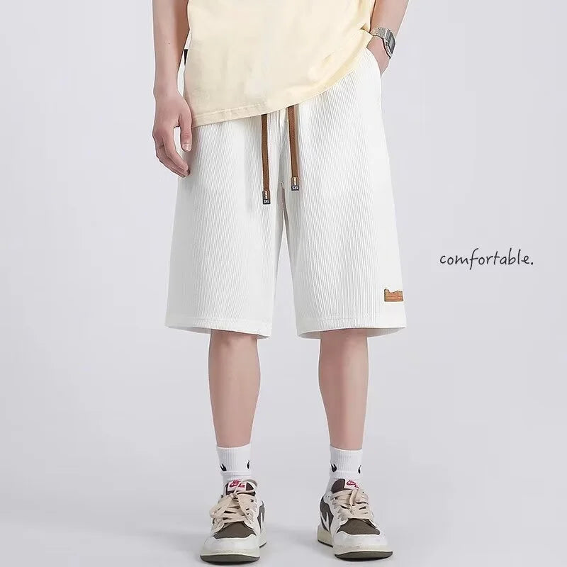 summer running baggy y2k shorts for men casual gym sport short pants threaded solid drawstring basketball bermuda masculina drawstring street shorts