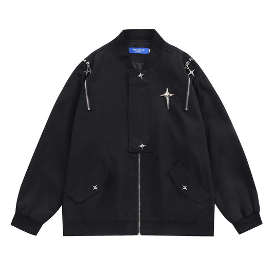 menswear fashion piece featuring original metal zipper up jacket mens and womens fashion casual oversize premium baseball uniform vintage cargo outwears design – premium quality jacket for men