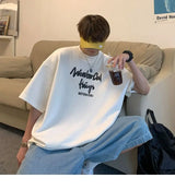 Korean style new Hong Kong style trendy letter printed short-sleeved trend loose and versatile casual couple half-sleeved top