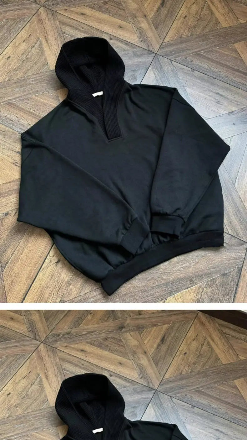 Trendy Korean Street Gray Sweatshirt Men's Spring and Autumn Knitted Ins Stitching Personalized