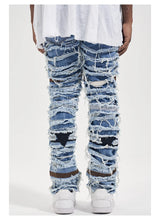 destroied ripped denim jean pants men distressed washed patchwork biker jeans fashion moustache high street slim pants joggers unique joggers style 4037