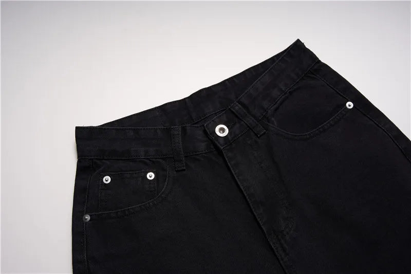 fashion back skull letters embroidery denim flare jeans mens zipper straight trouser hip hop streetwear pants joggers jeans men unique joggers style 634