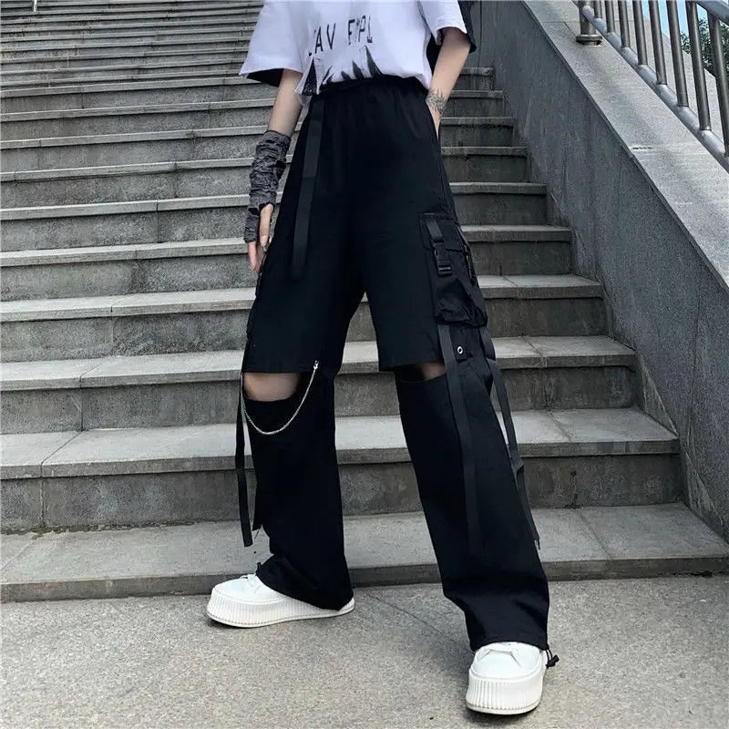 xpqbb vintage streetwear dark gray jeans women y2k high waist ripped denim trousers female 2022 new design loose wide leg pants unique jeans style 2795