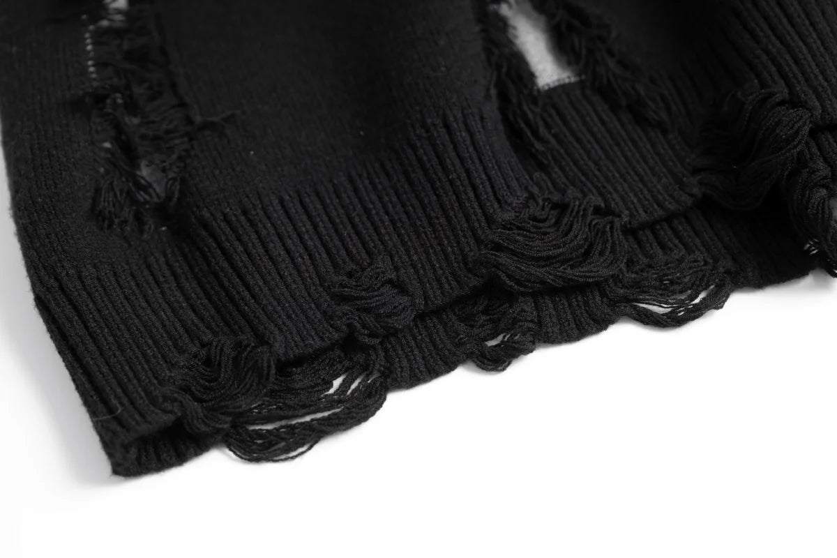 hip hop knitted oversized sweater mens ripped tassel holes pullover streetwear unisex new casual loose sweaters jumpers knitwear - 2025 streetwear drop, gothic aesthetic hoodie for winter, high quality cotton hoodie