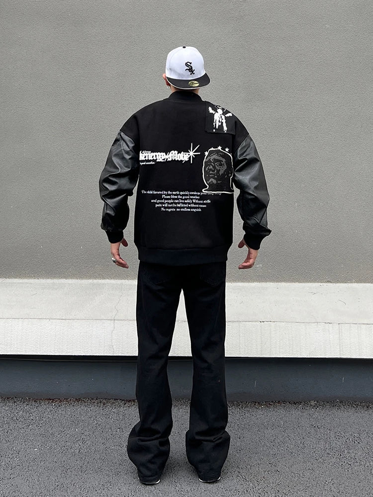 men streetwear jacket patchwork baseball bomber jackets coats hip hop harajuku motorcycle oversized outerwear nan fashion pho - variant style d8555b for streetwear fashion